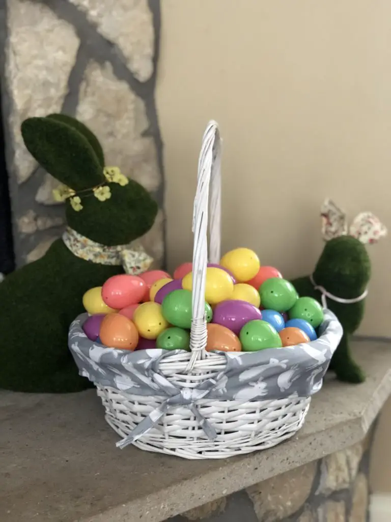 non-Candy Easter basket with bunny decorations