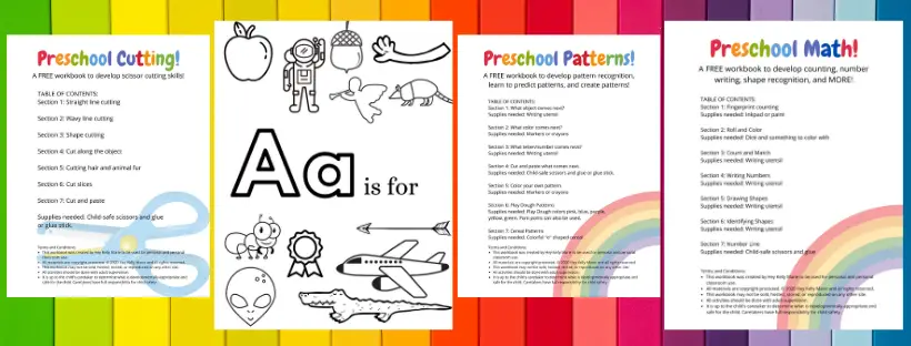 preschool workbook preview pages