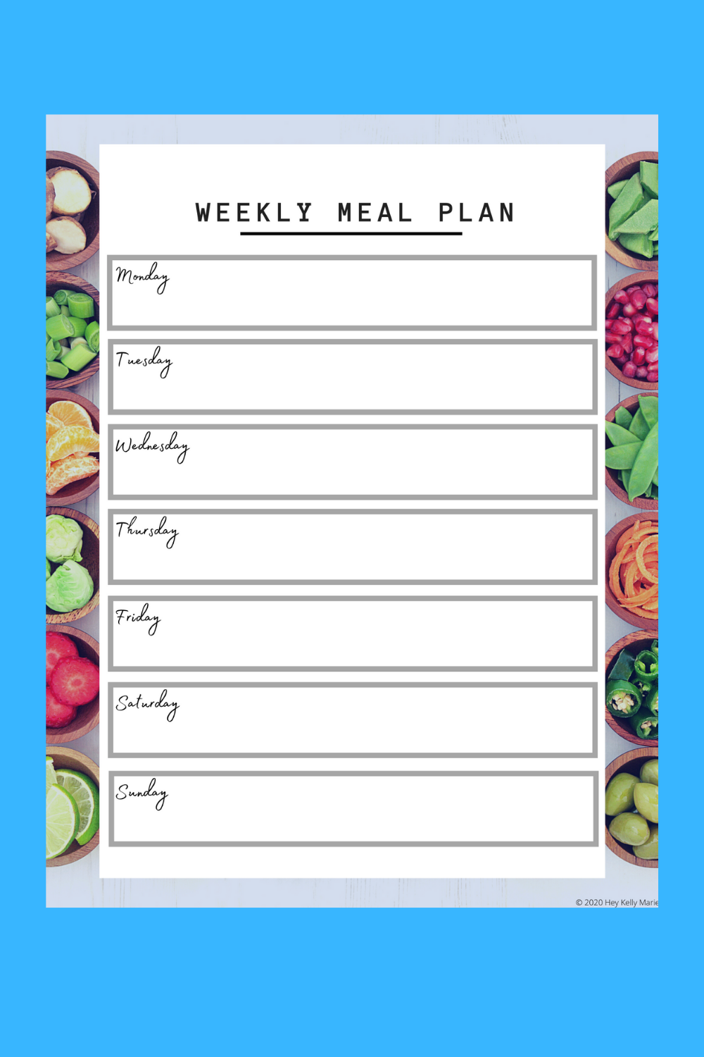 Printable Meal Planner and Grocery List