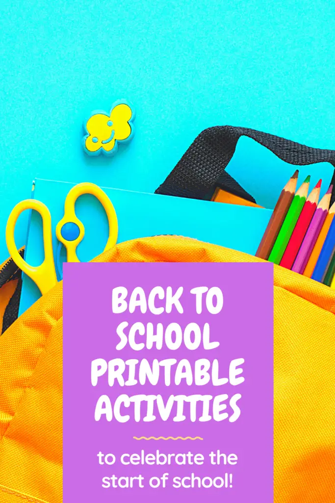 pinterest pin describing the back to school printable activities