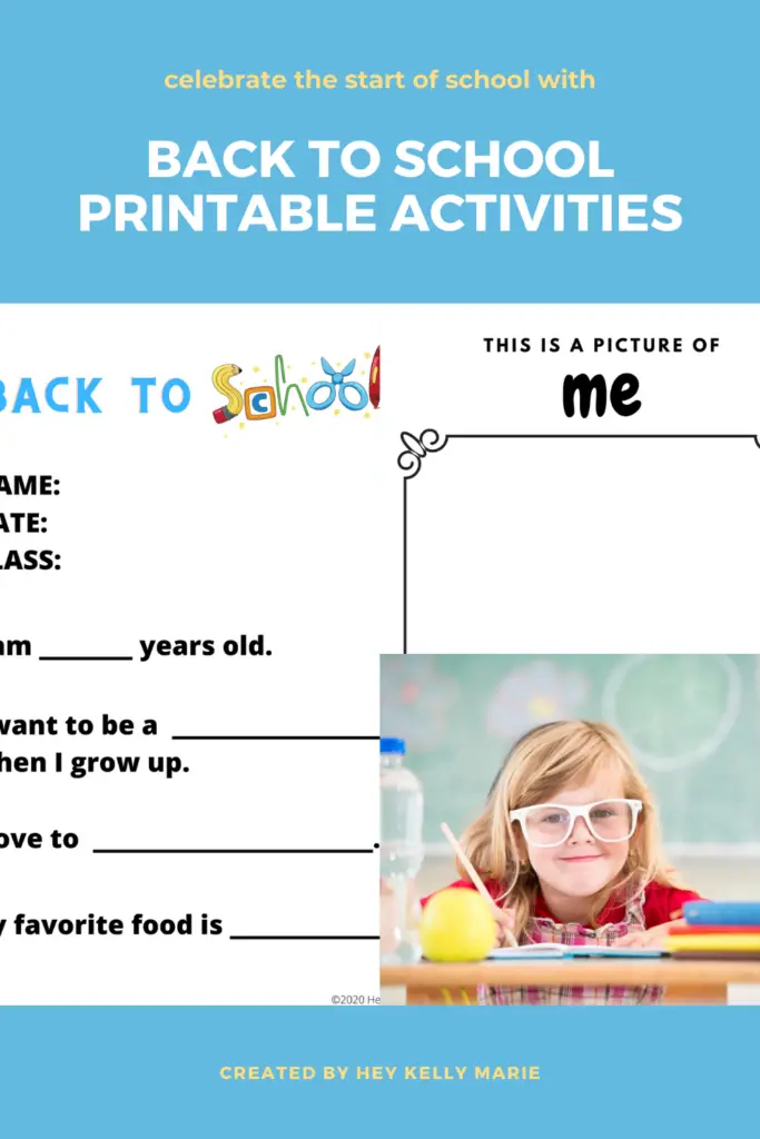 pinterest pin describing back to school printable activities