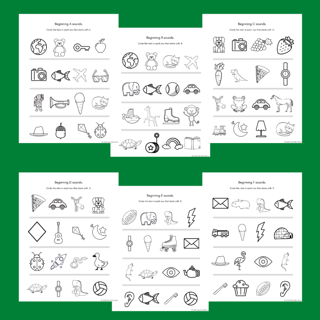 beginning letter sound activity pages for every letter as part of the 100+ alphabet worksheets
