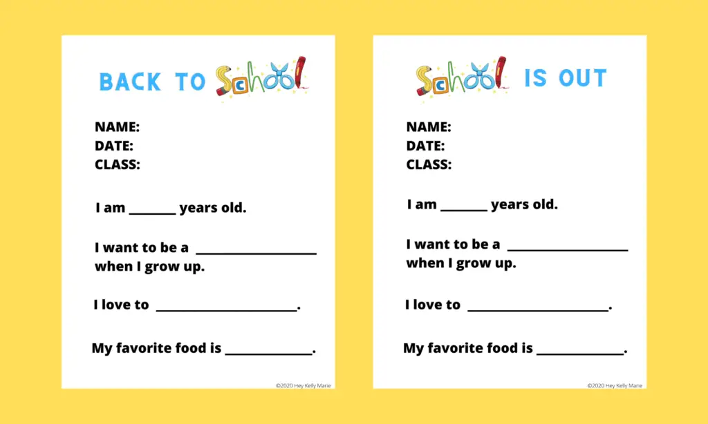 Back to School and School is Out questionnaires to capture kids' answers at the beginning and end of the school year.