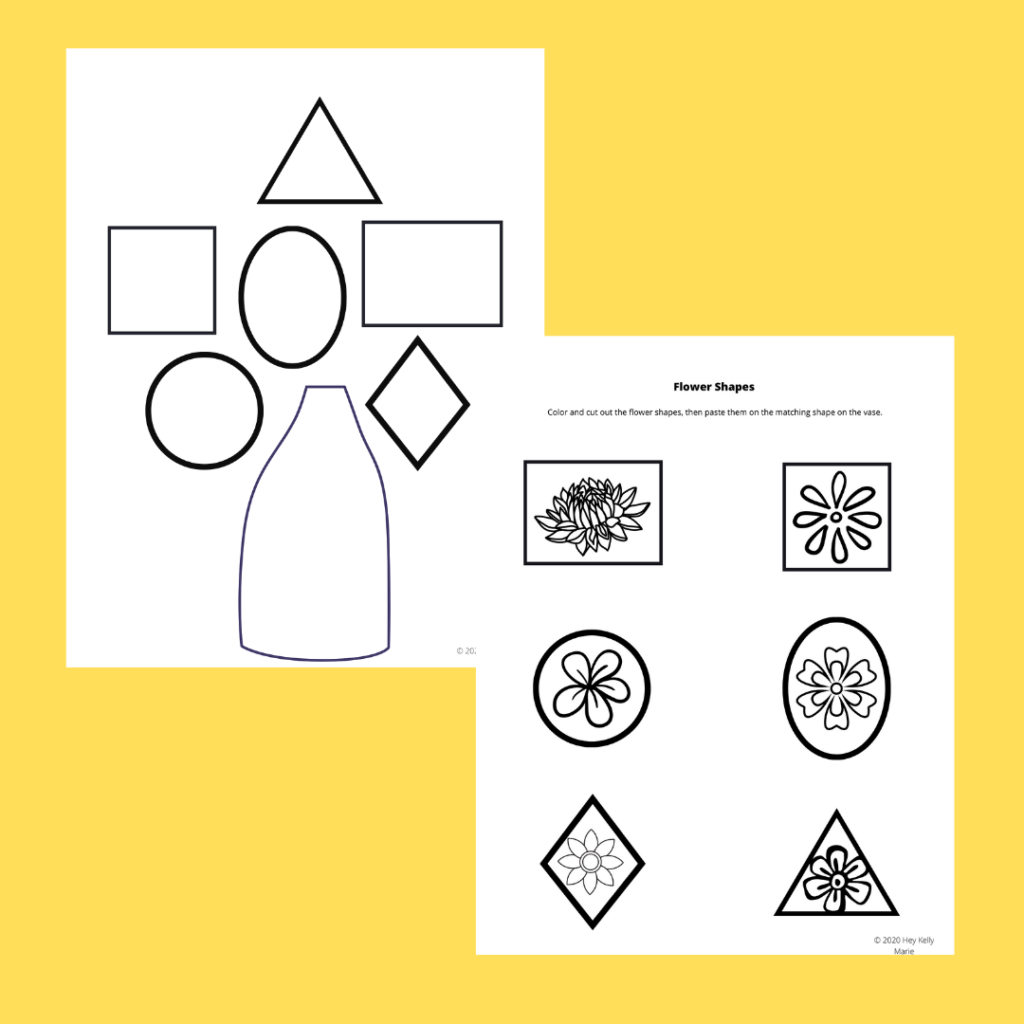 preview of the two page free, printable flower shape activity