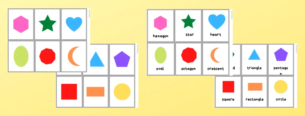 preview of free printable shape flashcards