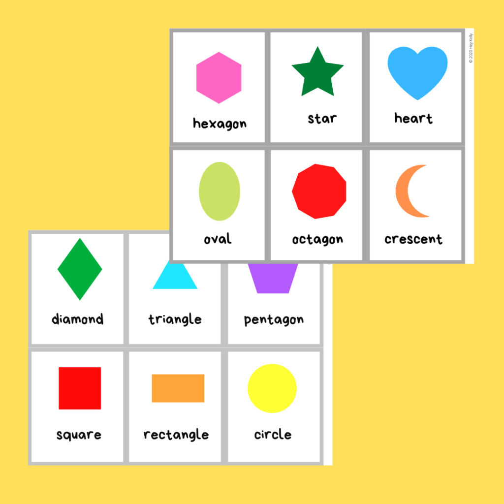 preview of shape flashcards with words