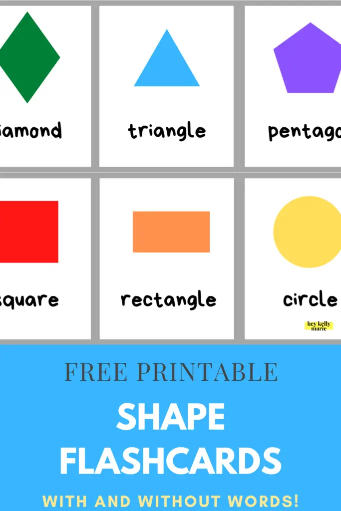 pinterest pin describing free printable shape flashcards