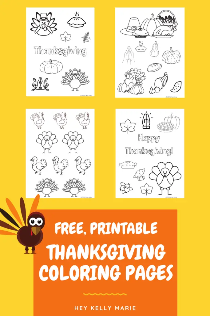 pinterest pin showing free, printable thanksgiving coloring pages