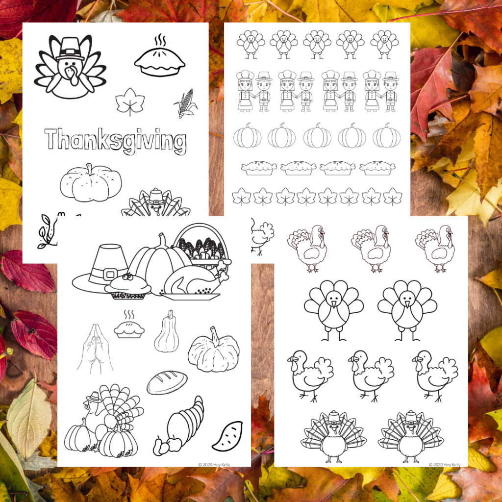 preview of free, printable Thanksgiving coloring pages