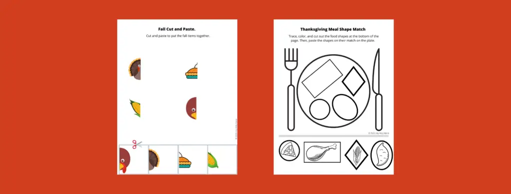 preview of thanksgiving preschool activity pages