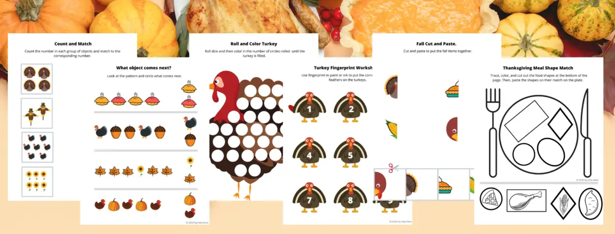 preview of thanksgiving preschool worksheets
