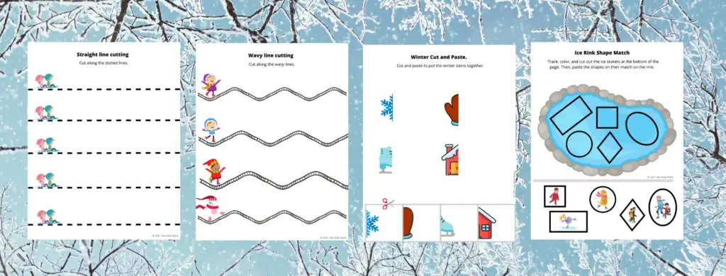 Pages 9-12 of the winter themed worksheets