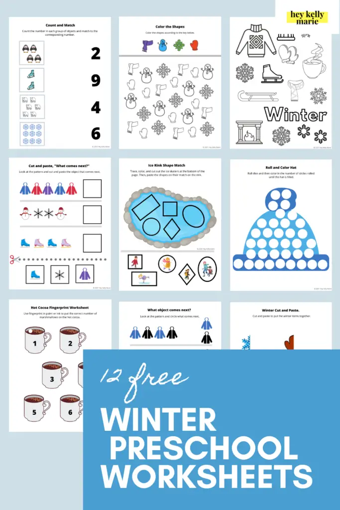 pinterest pin of winter themed worksheets activity bundle