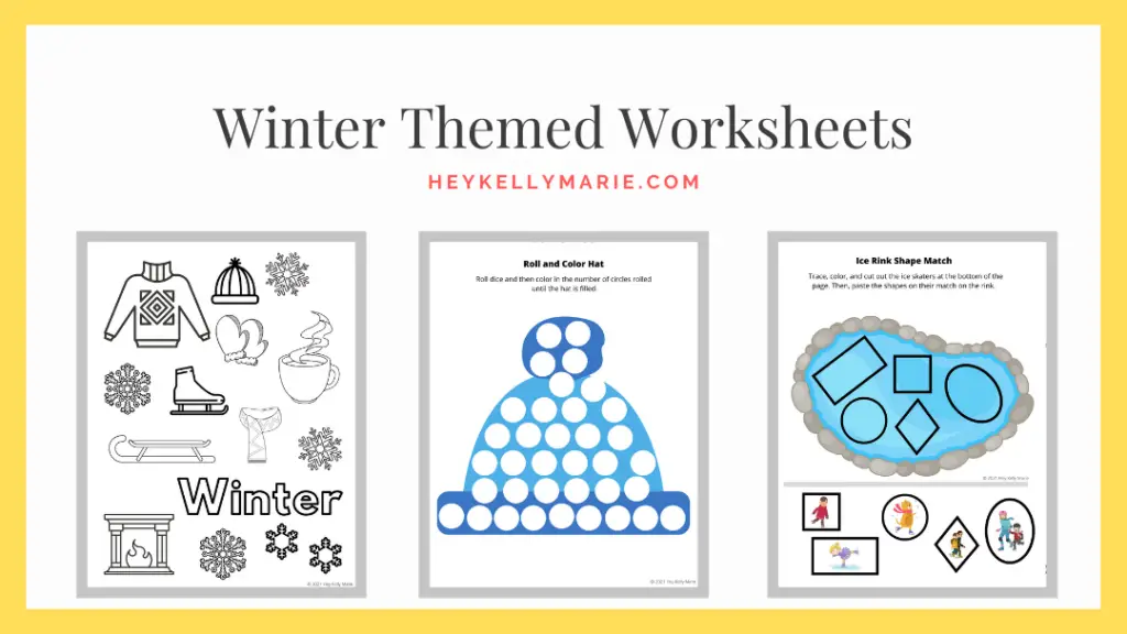 Image to download the printable winter themed worksheets