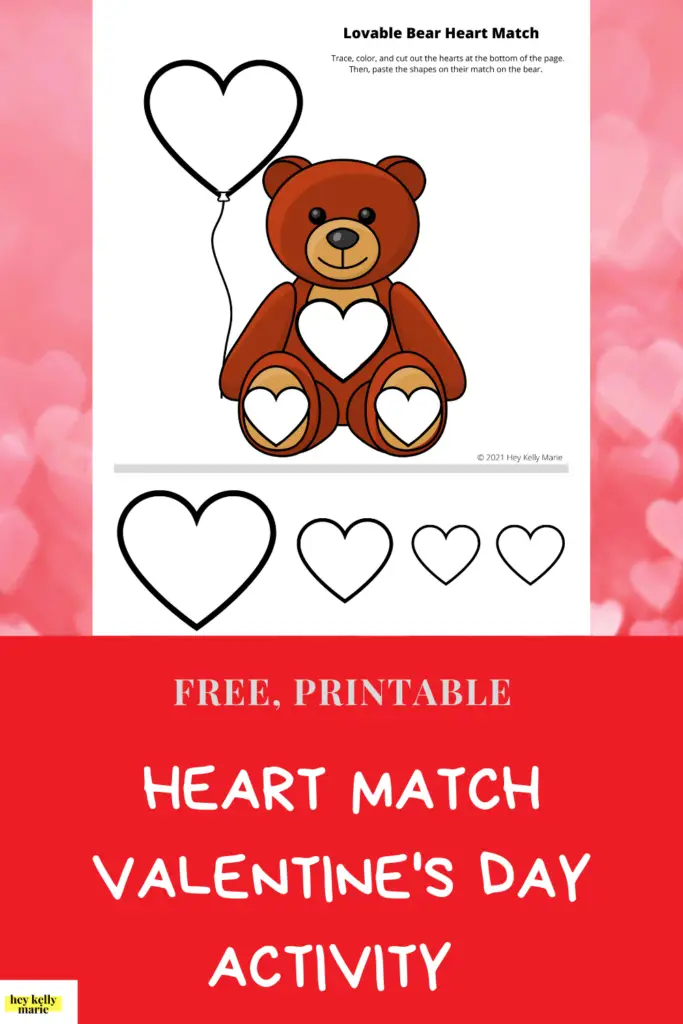 valentine's day activity for kids heart match free printable