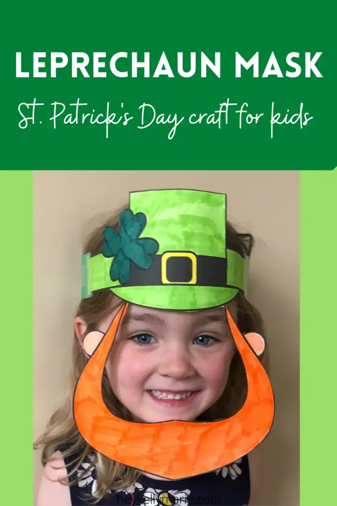 pinterest pin for leprechaun mask st. patrick's day coloring craft for kids