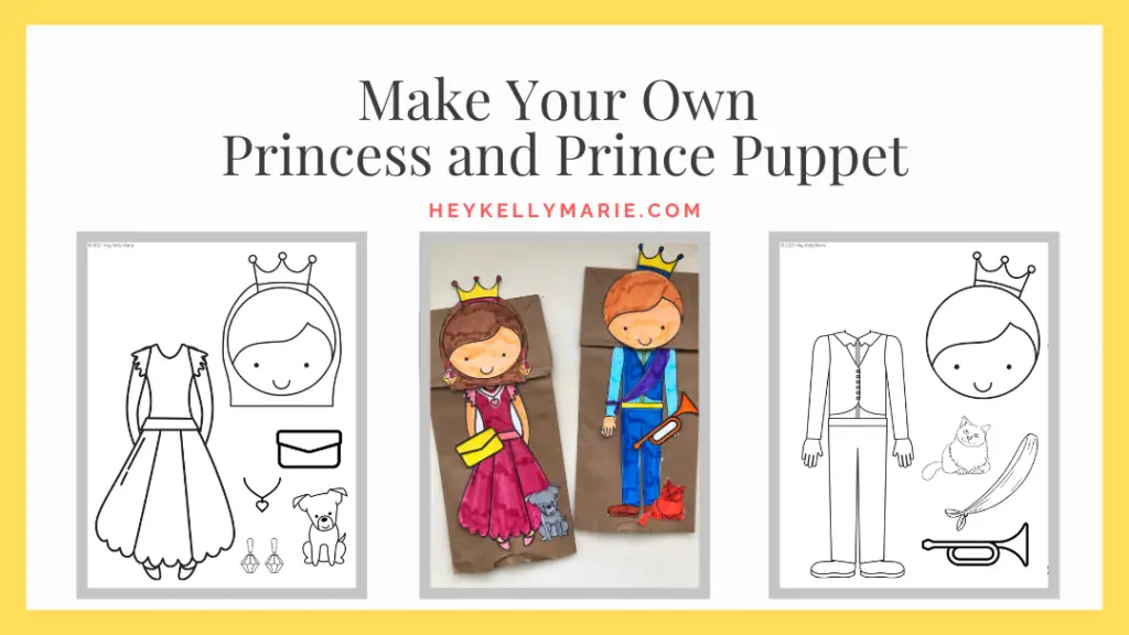 make your own princess and prince puppet sign on printable resources page