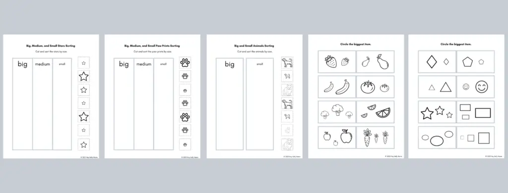 big and small worksheets for kids