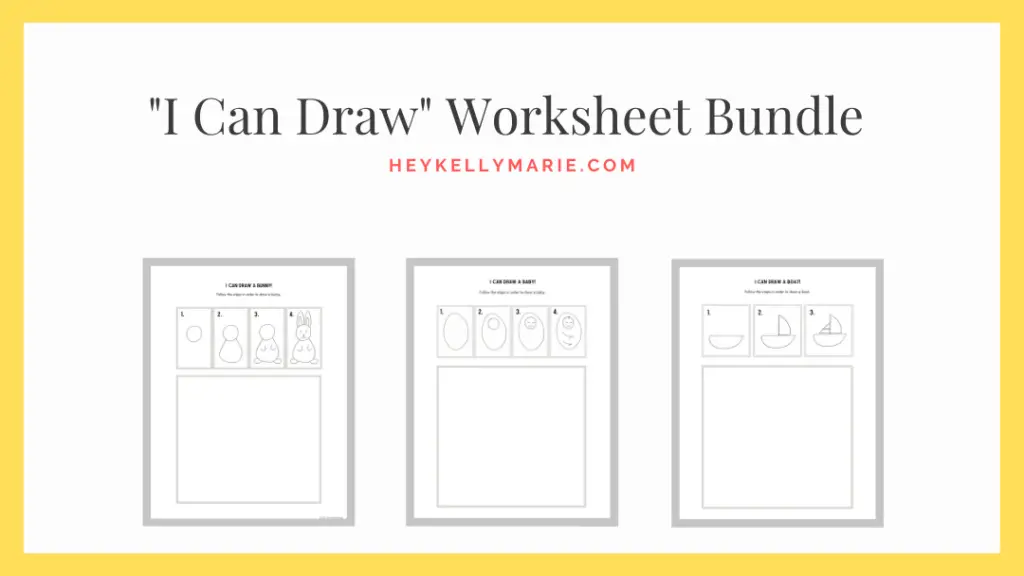 image to download the I can Draw worksheet bundle drawing activity for kids