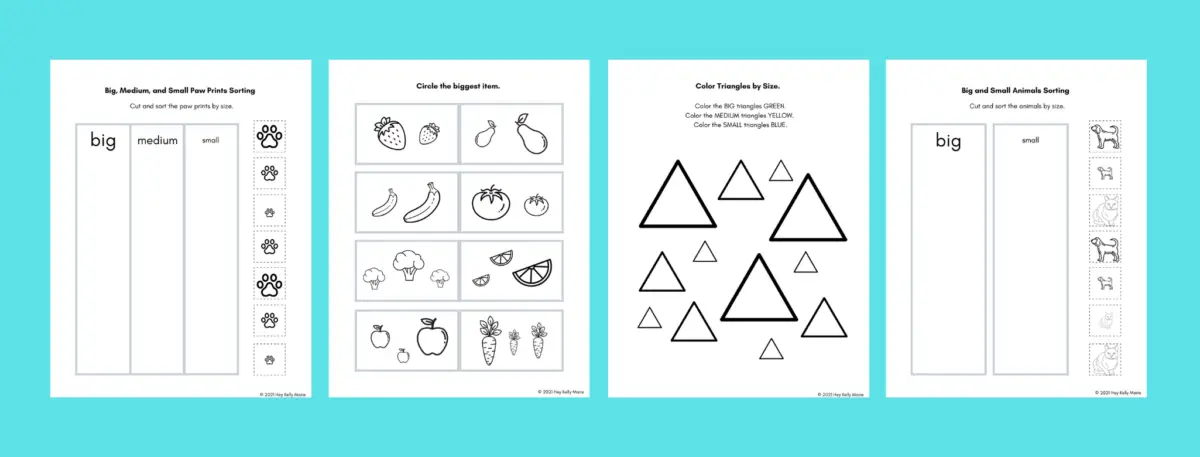 preview images of big and small worksheets