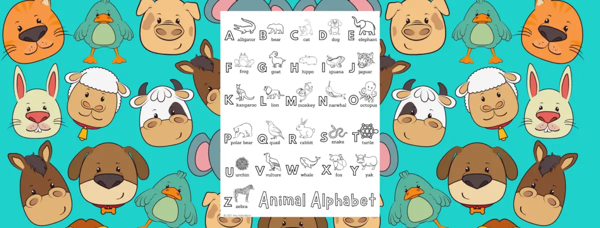 animal alphabet coloring page preview