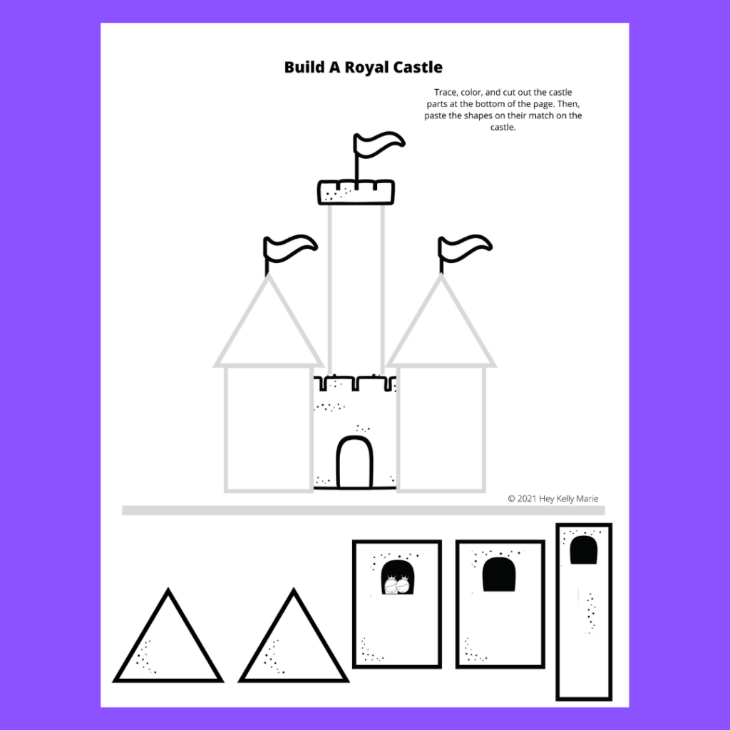 cut and paste castle activity for kids preview