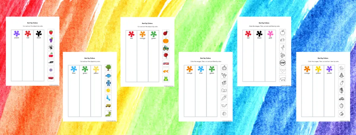 preview of color sorting worksheets
