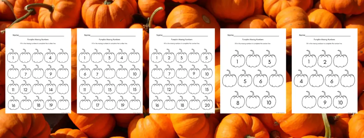 preview of missing numbers pumpkin worksheets