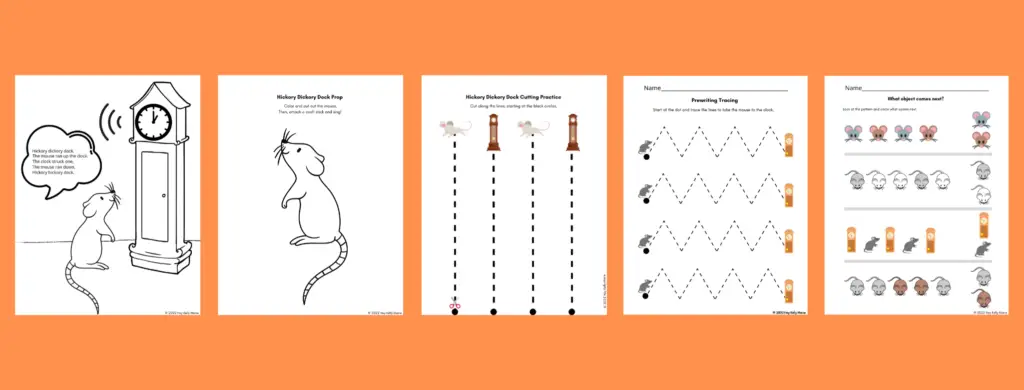 free printable hickory dickory dock nursery rhyme activities