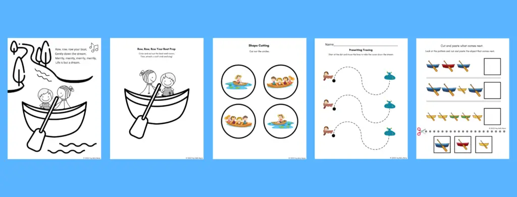 free printable row row row your boat nursery rhyme activities for preschool