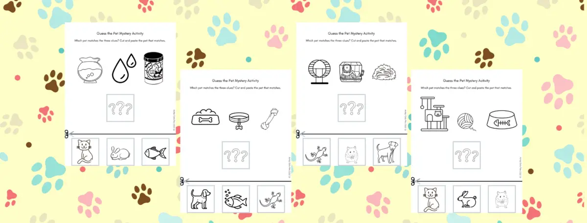 guess the pet mystery activity page for kids free printable
