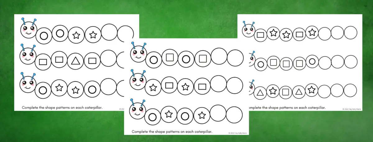 preview of caterpillar pattern activity pages