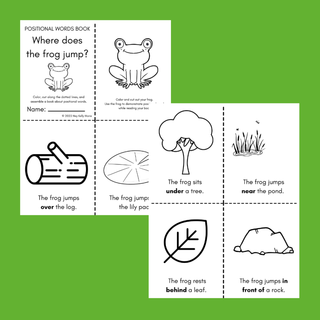 preview of positional words book for kids