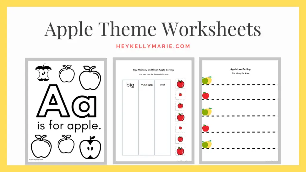 preview of Apple theme worksheets for preschool kids