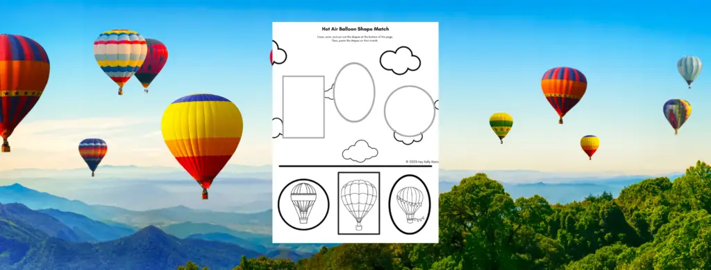 preview of hot air balloon shapes activity for preschoolers