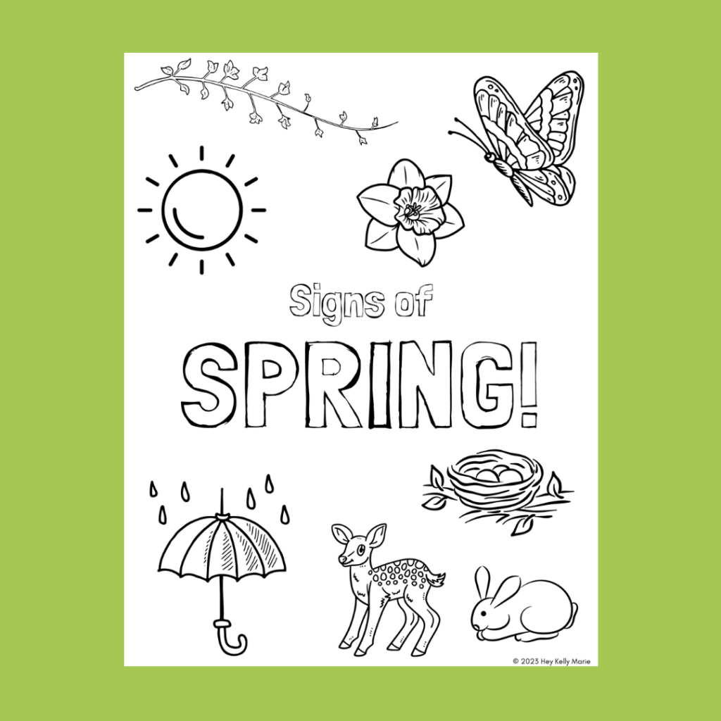 Preview of the signs of spring coloring page
